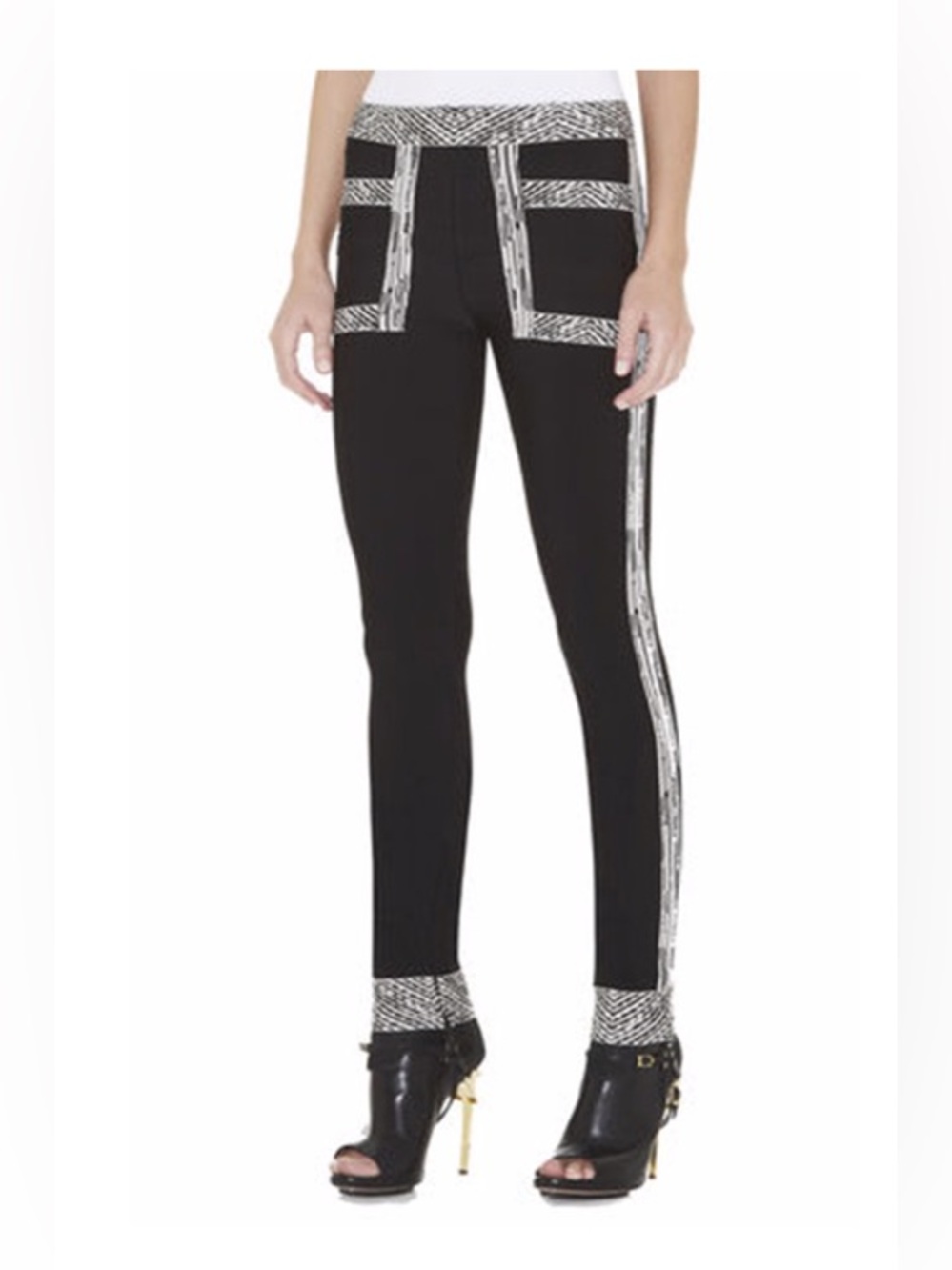 Herve Leger Joon Bandage pant in black/white size medium